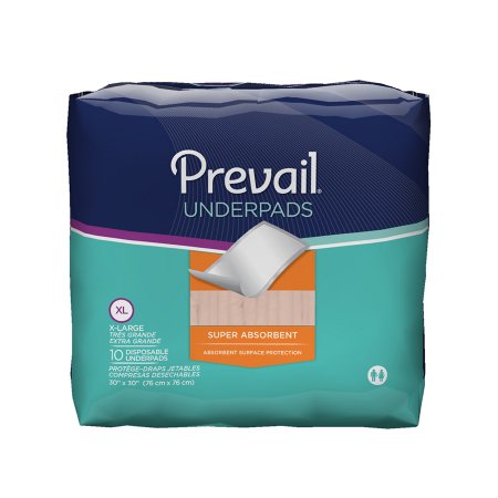 Underpad Prevail® 30 X 30 Inch Disposable Fluff Super Absorbent